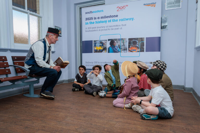 Southeastern celebrates Rail 200 with a Railway Children themed event at Grove Park station. Grove Park is the home of The Railway Children, author E Nesbit lived in the area.
Peter Jenkinson reads the Railway Children.
Grove Park Station, Baring Road, Grove Park, London. SE12 0DZ
Picture: Andy Jones/Southeastern